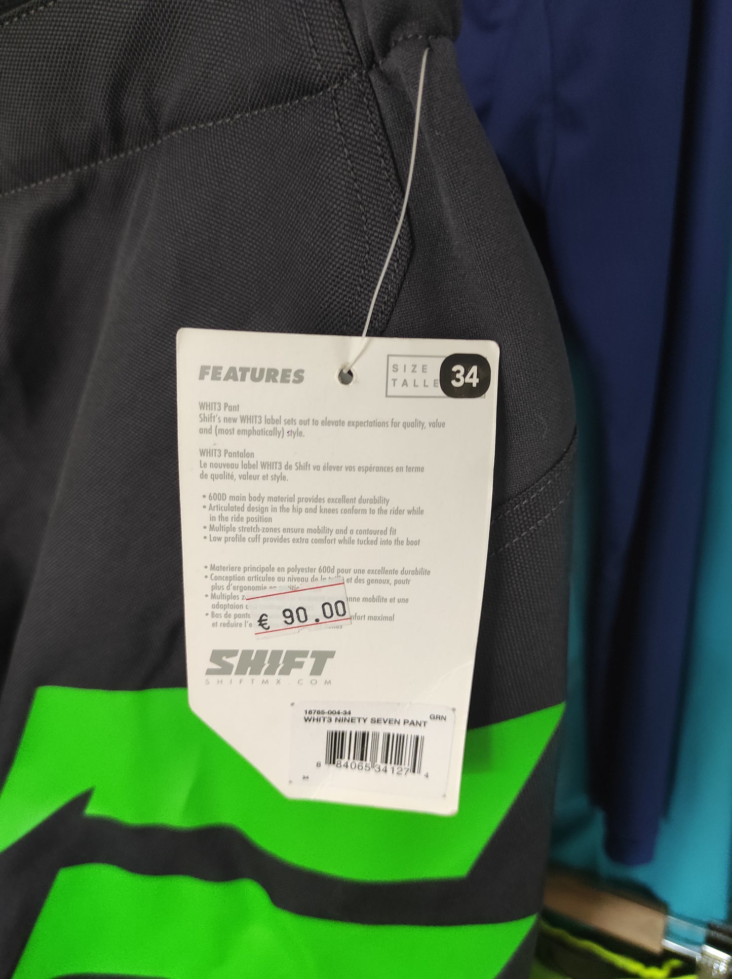 Pantalón motocross Shift negro y verde talla L